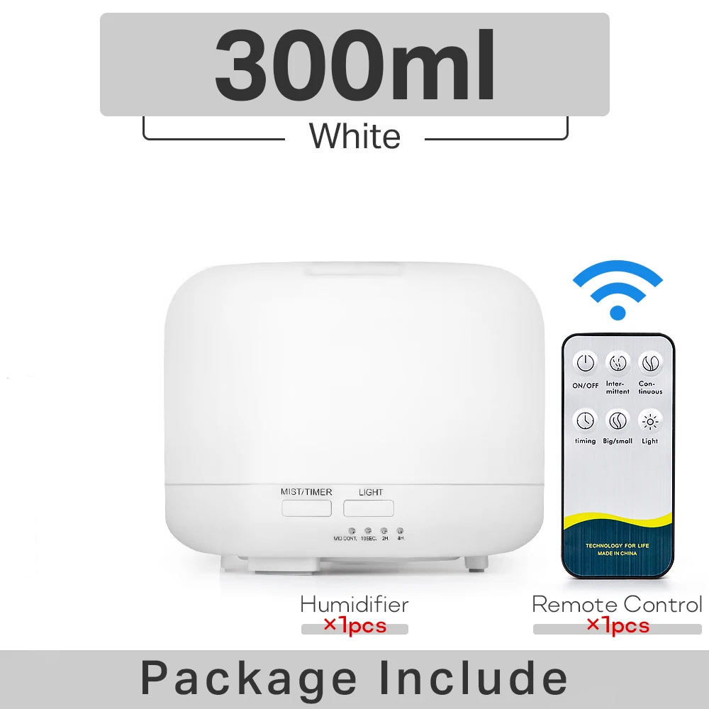 Ultradźwiękowy dyfuzor-nawilżacz 300/500ml z pilotem i podświetleniem 🌿