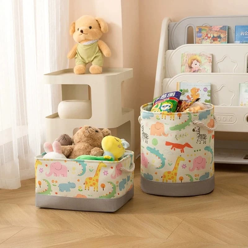 Składany płócienny kosz z nadrukiem kreskówkowym 🧺