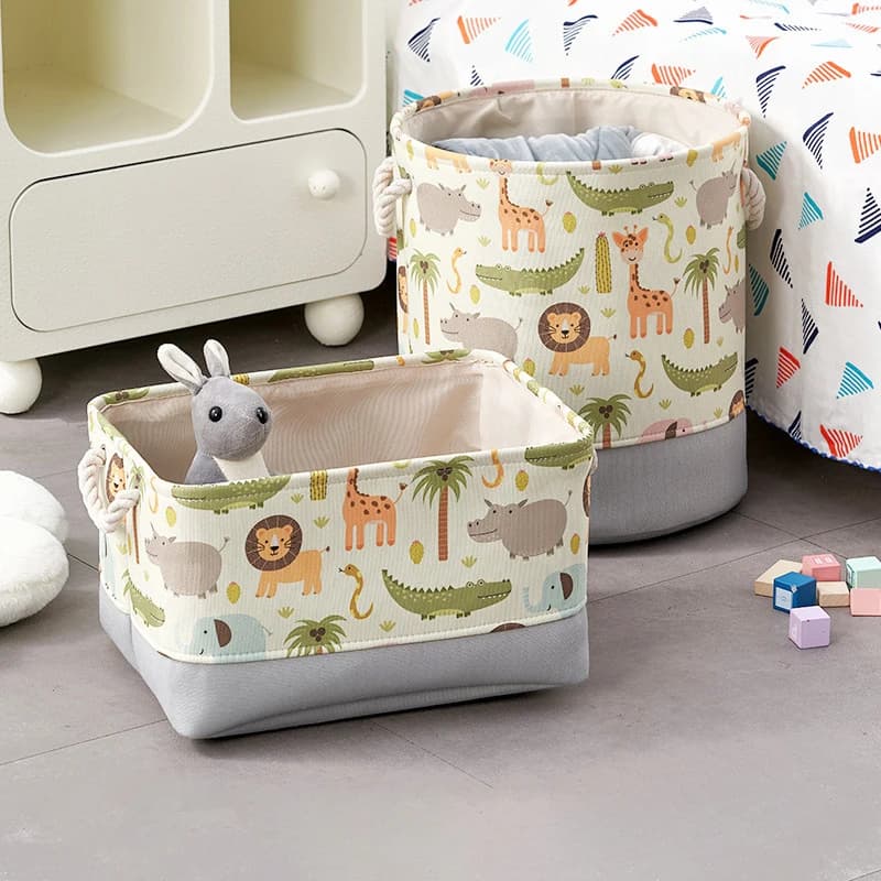 Składany płócienny kosz z nadrukiem kreskówkowym 🧺