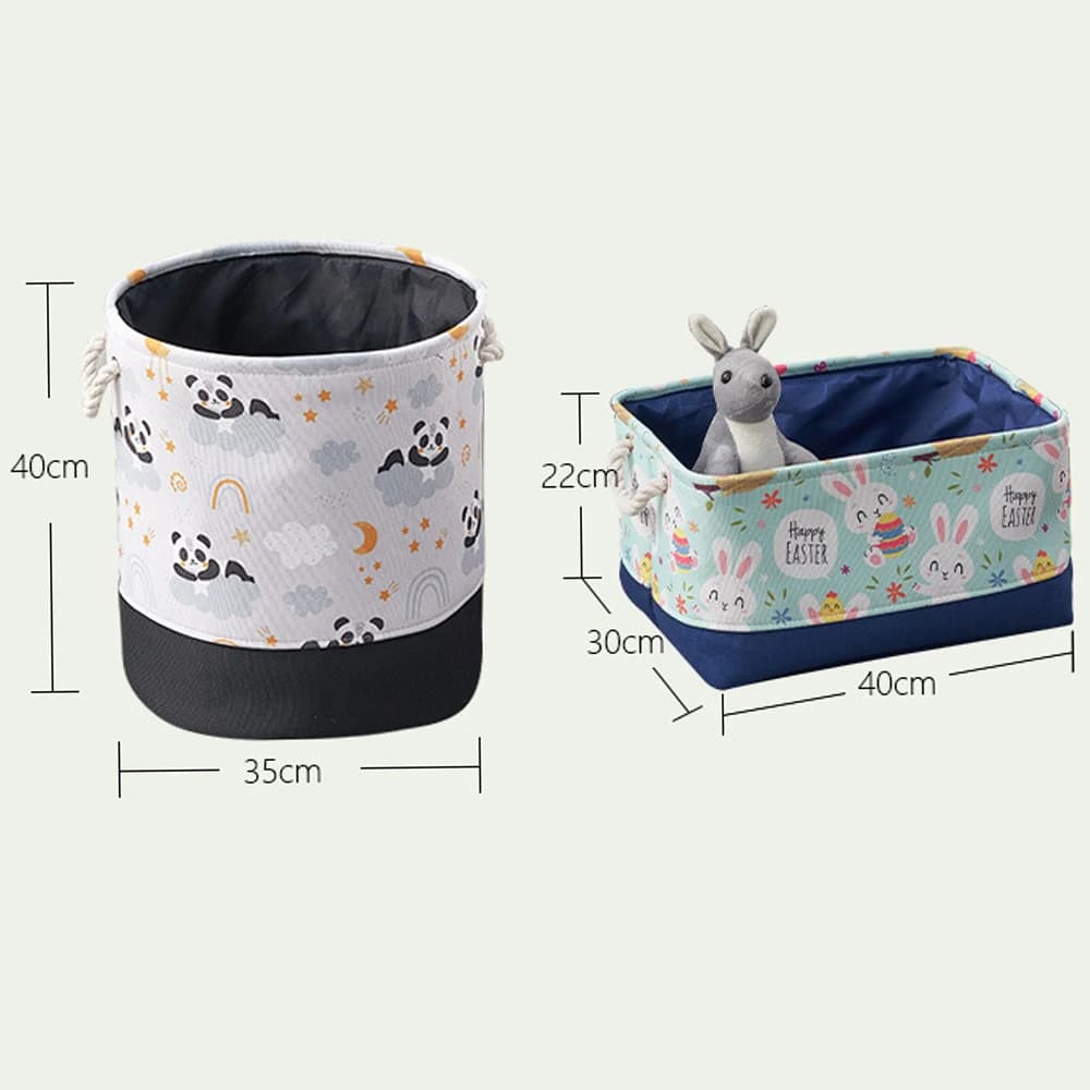 Składany płócienny kosz z nadrukiem kreskówkowym 🧺